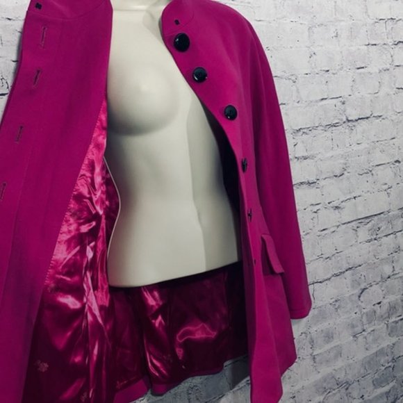 Escada Fuchsia Dark Pink  Wool Coat Size 4 - Picture 5 of 9
